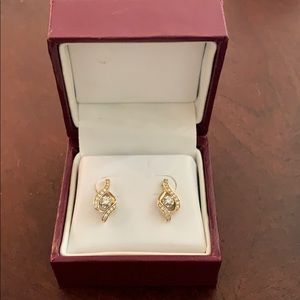 Gold Earrings with Diamond Studs